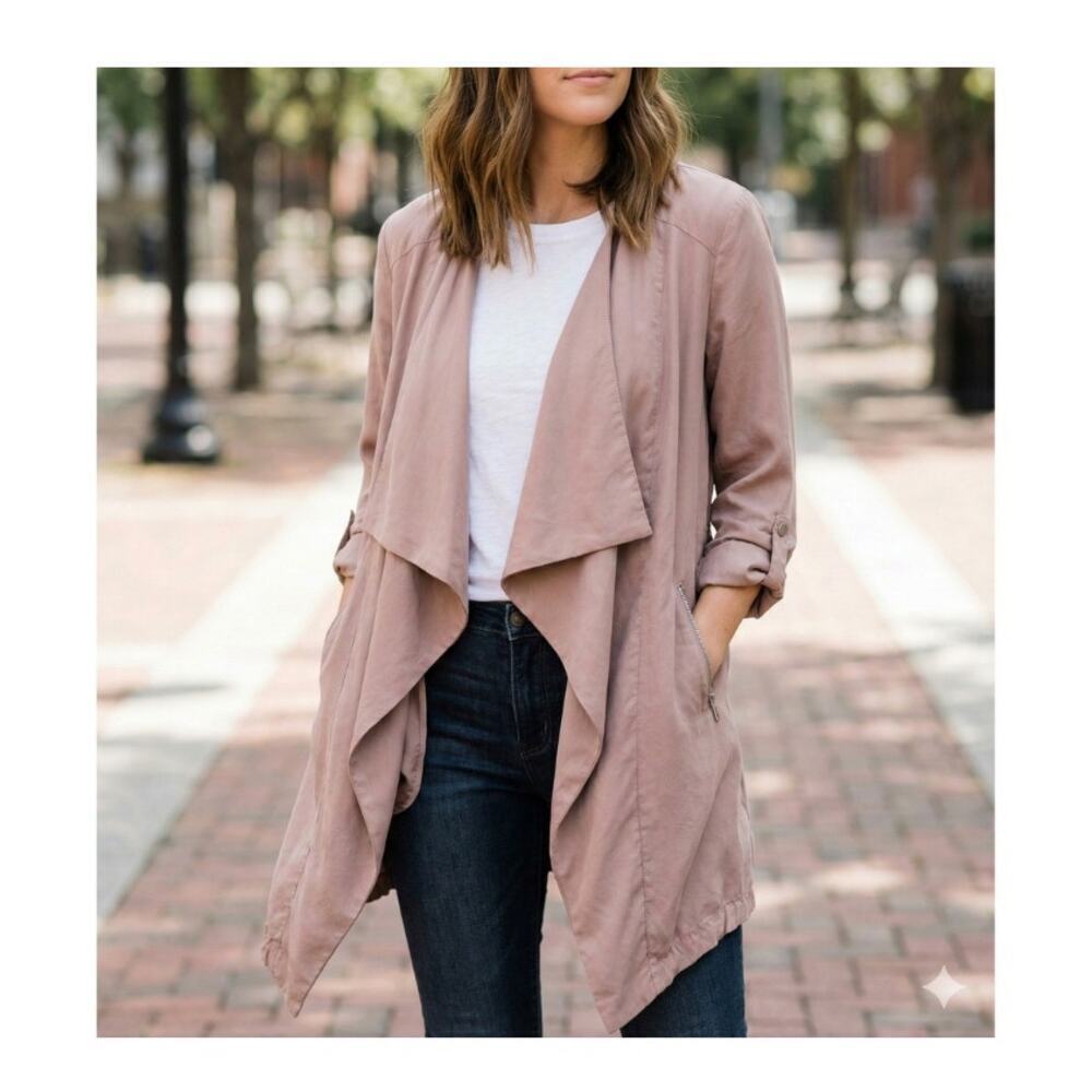 Eliane Rose Draped Blazer Jacket Pale Pink Size Medium